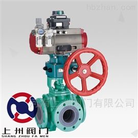 氣動襯氟三通(tōng)球閥
